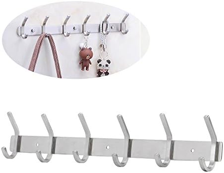 Bosszi sus 304 Coat Rack with 6 Hooks, Wall Hangers for Clothes and Great Wall Hanger for Bedroom, Bathroom, Foyer, Hallway, Brushed Finish …