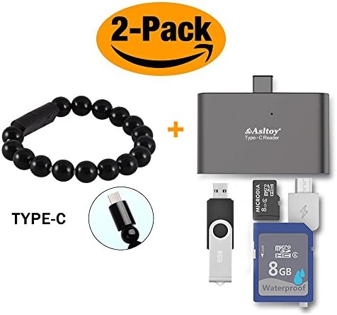 B1 Memory Card Reader,Asltoy 5 in 1 USB-A-Micro USB Type C Card Reader,SD/TF Card Adapter with OTG Function (Cable+Reader Gray)