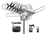 Jeje TV Antenna Amplified (Outdoor - Motorized 360 Degree Rotation - Digital HDTV Antenna - 150 Miles Range - Wireless Remote)