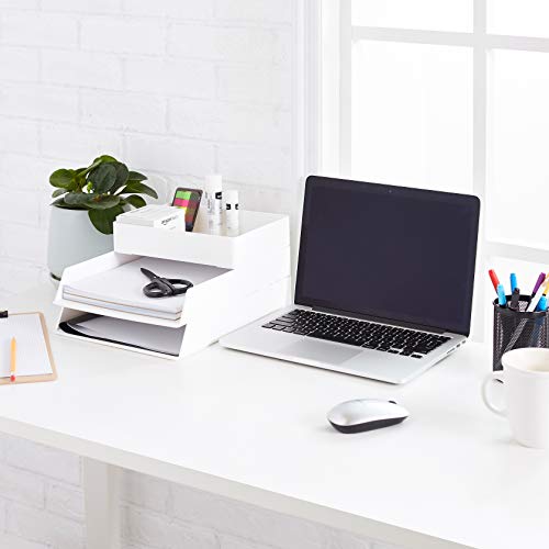 Amazon Basics Plastic Desk Organizer Accessory Tray, White Pricepulse