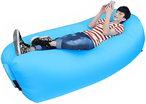 Esrover Inflatable Lounger Air Filled Balloon Furniture with Carry Bag,Hangout Bean Bag, Outdoor or Indoor Air Sleeping Sofa Portable Waterproof Compression Sacks for Camping Outdoor (light blue)