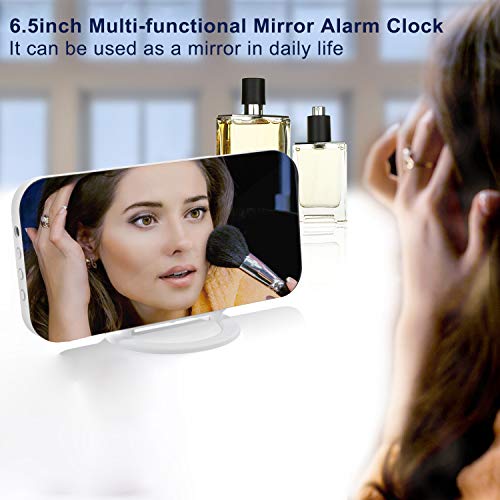 SZELAM Digital Clock Large Display, LED Electric Alarm Clocks Mirror Surface for Makeup with