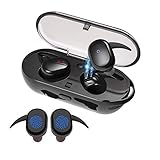 Wireless Bluetooth Earbuds, Latest Bluetooth 5.0 True Wireless Earbuds with Charging Case, 3D Stereo Bass Waterproof Sweatproof Earphones Headphones (Black)