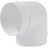 HVAC OV 4&rdquo; Inch 90 Degree Round Duct Elbow - White PVC Pipe Vent Duct Connector for Indoor HVAC Exhaust, Intake Ventilation - Ducting Pipe Bend/Fitting - Rigid or Flexible Ductwork Adapter