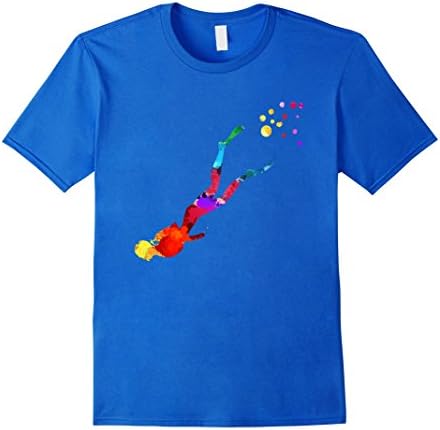 Mens Scuba Diver T-Shirt Watercolor Silhouette Diving Tee 2XL Royal Blue