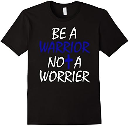 Mens Christian Religious TShirt Be A Warrior Not A Worrier Cross 2XL Black