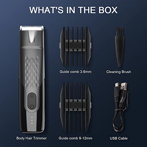 Electric Trimmer for Men, Tensine Ball & Groin Hair Trimmer, Pubic Hair Trimmer for Men, Replaceable Ceramic Blade Heads, IPX7 Waterproof Wet/Dry Men Grooming Kit, 90 Minute Battery Life