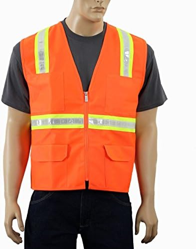 Safety Depot Safety Vest High Visibility Reflective Tape with 4 Lower Pockets, 2 Chest Pockets with Pen Dividers 8038A (Orange, 3XL)