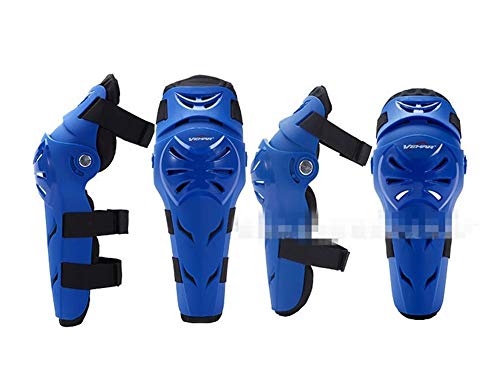 Rungear 4Pcs Motorcycle Knee Elbow Protector Motocross Racing Knee Shin Guard Pads Protective Gear Armors Set Adults (Blue)