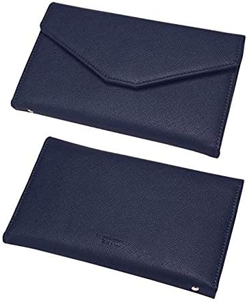 Kraptick Waterproof Travel Passport Women's Wallet and Credit Card Holder Ticket Document Bag Small Clutch Carry Money, Tickets, Documents Includes Smartphone Pocket (Navy Blue)