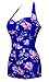 Winday Elegant Retro Inspired Boy-Leg One Piece Ruched Monokinis Swimsuit