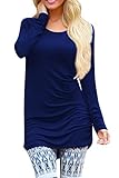 Pink Queen Women's Basic Long Sleeve Slim Fit T Shirt Dress Tunic Top M Blue
