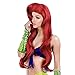 Curly Wavy Wine Red Women Hair Party Little Mermaid Ariel Cosplay Wig 28