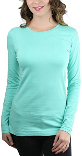 ToBeInStyle Women's Long Sleeve Round Crew Neck T-Shirt - Mint - Small