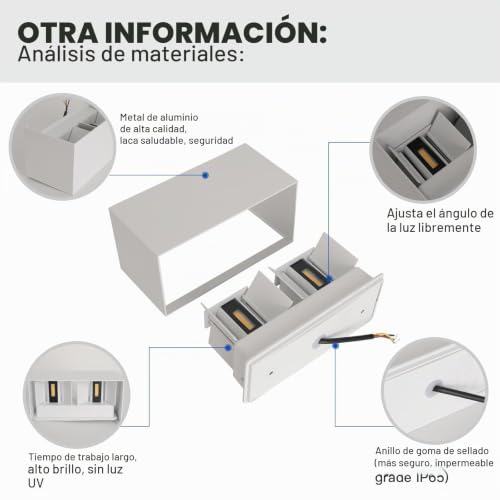FUPE 25W Indoor/Outdoor Wall Light 3000K Warm White Modern, Adjustable Beam Angle, LED IP65 Waterproof