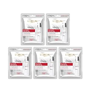 L’Oreal Paris Revitalift Crystal Micro-Essence Sheet Mask, Face Treatment, Crystal-clear Skin, (Pack of 5) 125g