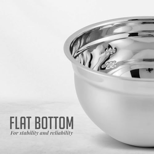 OVENTE Mixing Bowl Set with Lids, 3-Piece Stainless Steel Nesting Bowls for Easy Food Storage, Stackable Design, Kitchen Essential for Baking, Cooking and Prepping, Size 5, 3.5, 1.5QT, Silver BM46333S