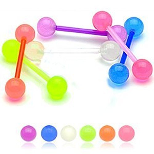 Jewellery Sleuth Set of 6 Glow in the Dark BioFlex Tongue Bars