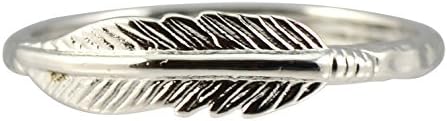 AppleLatte Feather Midi/Knuckle Ring, Silver Plated Size 3