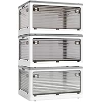 X XUNTAO Storage Box, Foldable, With Lid, Stackable, Removable From All Directions, Set of 3, Storage Case, Clothes, Comforters, Accessories, Foldable, Container Box, Large, Plastic, With Casters,