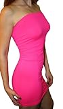 Women's Seamless Strapless Fitted Mini Dress One Size Fits All (Neon Pink)