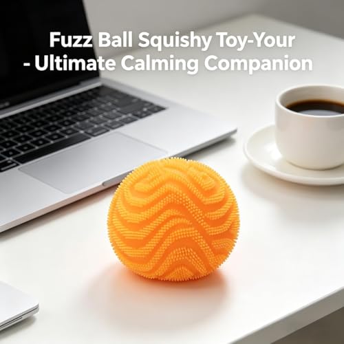 Last Page® Fuzz Squishy Stress Ball, Slow Rising Memory Foam Fidget Squishy Fuzz BallsSensory Squishy Ball Calming Tactile Grip, Adults Anxiety Relief Squeeze Ball (1pack) (blue)