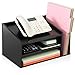 FITUEYES Wood Office Supplies Desk Organizer 4 Compartments with Letter Tray Black Document Holder