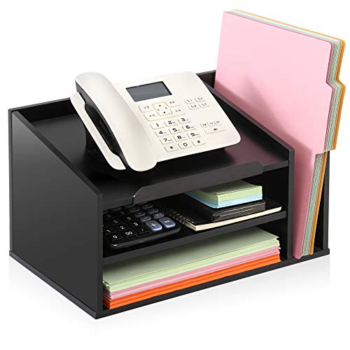 FITUEYES-Wood-Office-Supplies-Desk-Organizer-4-Compartments-with-Letter-Tray-Black-Document-Holder