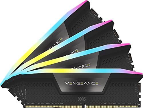 Corsair VENGEANCE RGB DDR5 64GB (4x16GB) Up to 6400MHz C32 Intel Optimised Desktop Memory (Dynamic Ten-Zone RGB Lighting, Onboard Voltage Regulation, Custom XMP 3.0 Profiles) Black