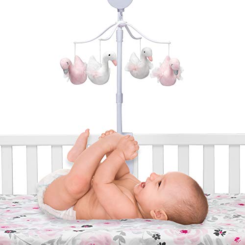 Bedtime Originals Blossom Pink/White Swan Musical Baby Crib Mobile - Thumbnail 3
