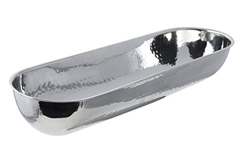 Bon Chef61216 Stainless Steel Long Oval Snack Bowl, Hammer Finish, 2-1/2 Quart Capacity, 17-1/2" Length x 5-3/4" Width x 3" Height