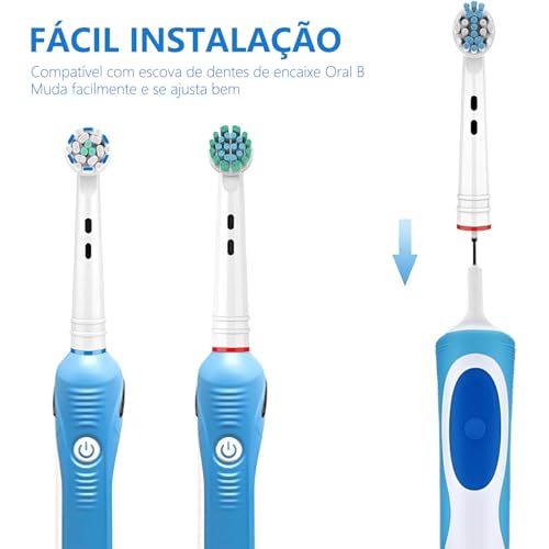 Kit de 16 Refil Compatível com Escova de Dentes Elétrica Oral B, 4 Tipos de Cabeças de Escova de Dentes Elétrica para Limpeza Profunda e Clareamento dos Dentes, Cerdas Meio Macias