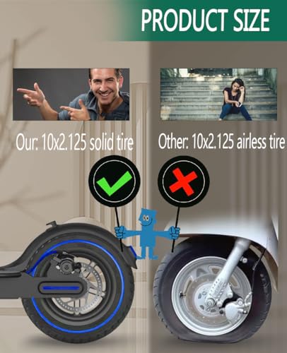 GLDYTIMES 10 Inch Off Road Tires, 10X2.125, 50/75-6.1 Solid Tire Replacement for Hiboy S2R Plus AOVOPRO ES80 Electric Scooter, 10x2/54-152 Honeycomb Tubeless Rubber Front Rear Tyre