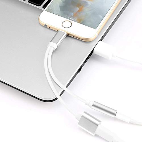 2 in 1 Lightning Adapter Compatible with iPhone XS Max/XS/XR/X/6S/7/7 Plus/8/8 Plus, Compatible iPhone Adapter/Splitter, 2-Port Headphone Audio and Charger Adapter,Compatible iOS 10.3, iOS 11 or Later