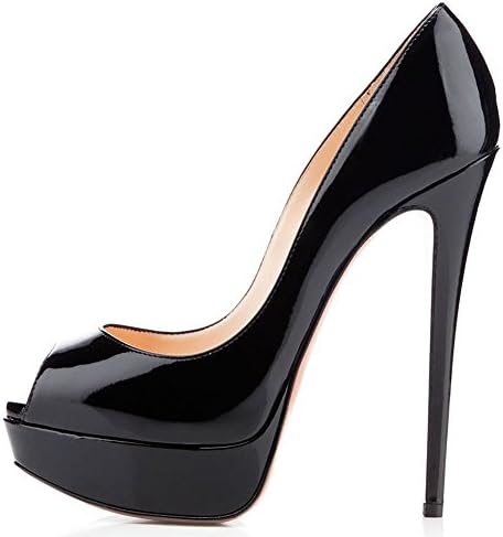 Cuckoo Women's Peep Toe High Heels Office Shoes Classic Slip on Dress Party Pumps Black 10