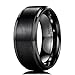 King Will 10mm Black Tungsten Carbide Ring Men Wedding Band Matte Finish Step Edge Comfort Fit