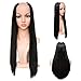 U Shape Part Half Wig Clip In Hair Extension Full Head One Piece None Lace Front Invisible U Part Half Head Wig 7 clips With Wig Net Synthetic Straight Curly(26″Straight,Dark Black)thumb 2