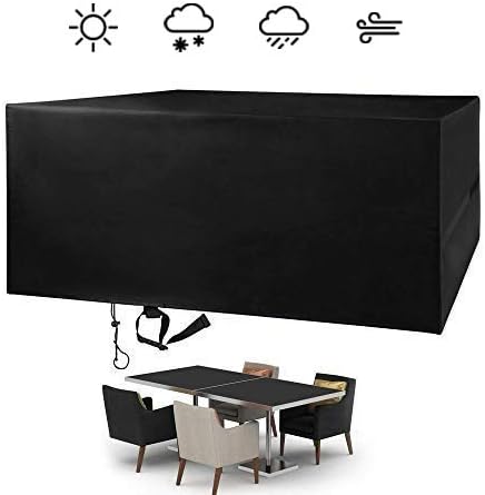 FlyLemon Garden Furniture Covers, Waterproof Outdoor Furniture Set Covers 420D Heavy Duty Oxford Fabric,Anti-UV Rectangular Patio Table Cover Protectors (90.5 * 65 * 31.5 inch)