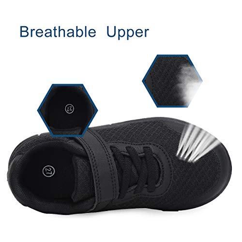 Nihaoya Kids Sneakers Boys Comfort Tennis Walking Shoes Breathable Athletic Running Trainers Black 6 Toddler