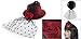 Feather Accent Rose Brim Textured Red Mini Top Fascinators Hat Hair Clip for Women