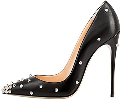 Eithy Women's Slip on Rivets Studded Stiletto High Heels Pointed Toe Dress Party Pumps 8.5 M US