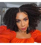 Afro Kinky Curly Lace Front Wigs for Black Women 200 Density Short Curly Human Hair Wigs 13X4 Sil...