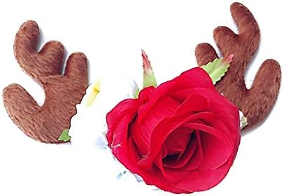 Pop Your Dream Baby Girls Simulation Flowers Antlers Elk Headband Christmas Antlers Hair Accessory