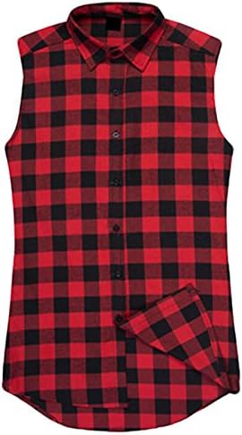 Genhao Men's Fashion Casual Loose Fit Sleeveless Shirts Red US 2XL