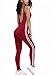 CRF Women Sexy Backless Sleeveless One Pieces Outfits Sets Bodycon Bandage Long Pants Jumpsuit (Small, wine red)