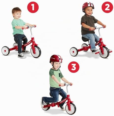Dreirad zum Spielen, rotes Dreirad für Kleinkinder, Laufrad und Aufsitzfahrzeug für Kinder von 1 bis 3 Jahren