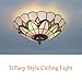 Skyweel Tiffany Style Ceiling Light Vintage Stained Glass Flush Mount Ceiling Lighting Fixtures Lamps (12 Inch W)