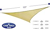 Cool Area Triangle 16 Feet 5 Inches Durable Sun Shade Sail with Stainless Steel Hardware Kit, UV Block Fabric Patio Shade Sail in Color Sand