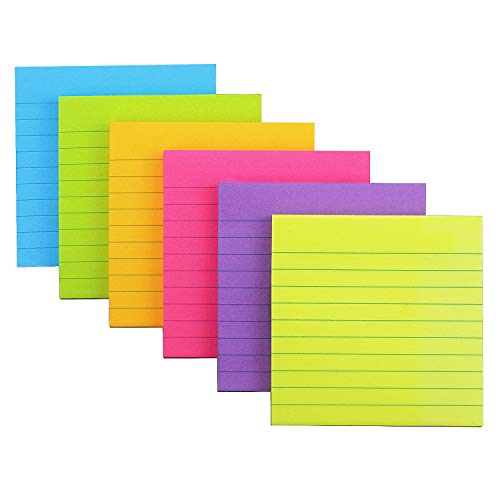 Sticky Notes with Lines Lined Sticky Notes 4x4 Bright Multi Colors 6 Pads 70 Sheet/Pad