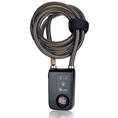 Alarmed Keyless Bluetooth Bike/Motorcycle/Gate Lock IP44 Splash-Proof Cycling Smart Lock with 110db Alarm, 0.38" Diameter 71-inch Braided Steel Cable Nulock
